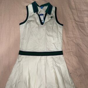 Prince White Sleeveless Tennis Dress with Green Trim